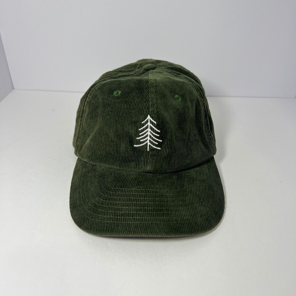 Beechfield Green Corduroy Pine Tree Hat Slideback Adjustable Cap Gorpcore Cabin